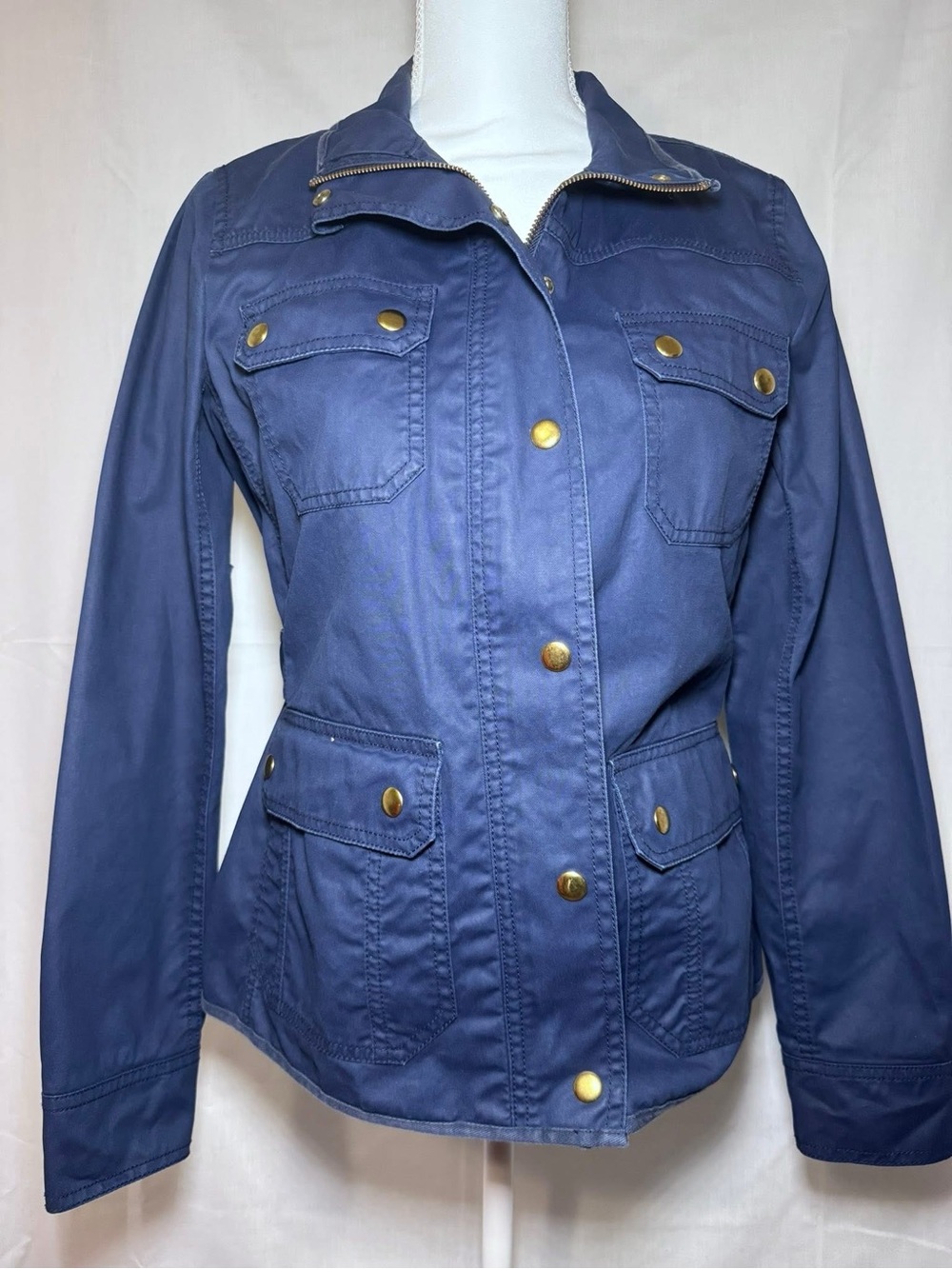 J. Crew Navy Utility Jacket with Gold-Tone Hardware